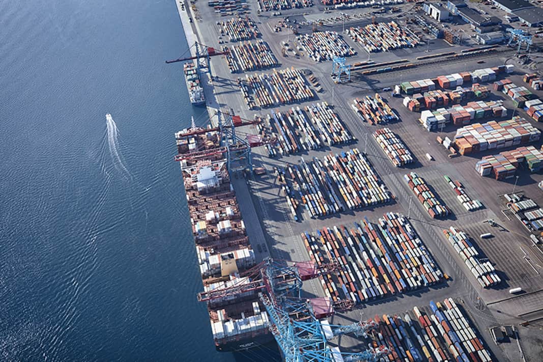 View over harbour area.